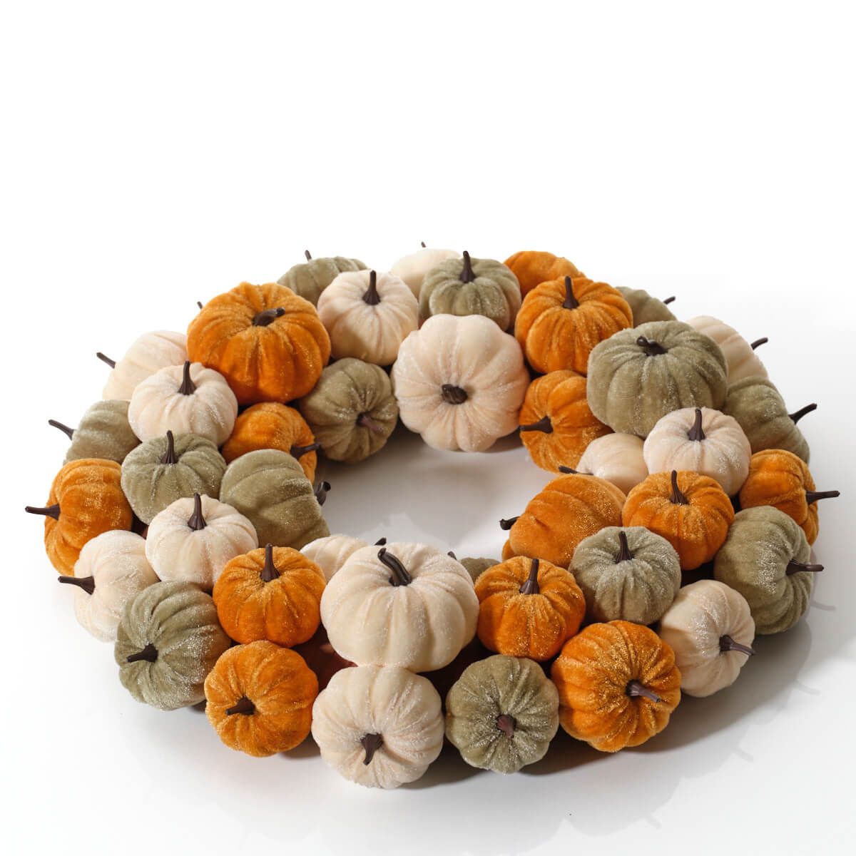 Harvest Pumpkin Velvet Autumn Wreath