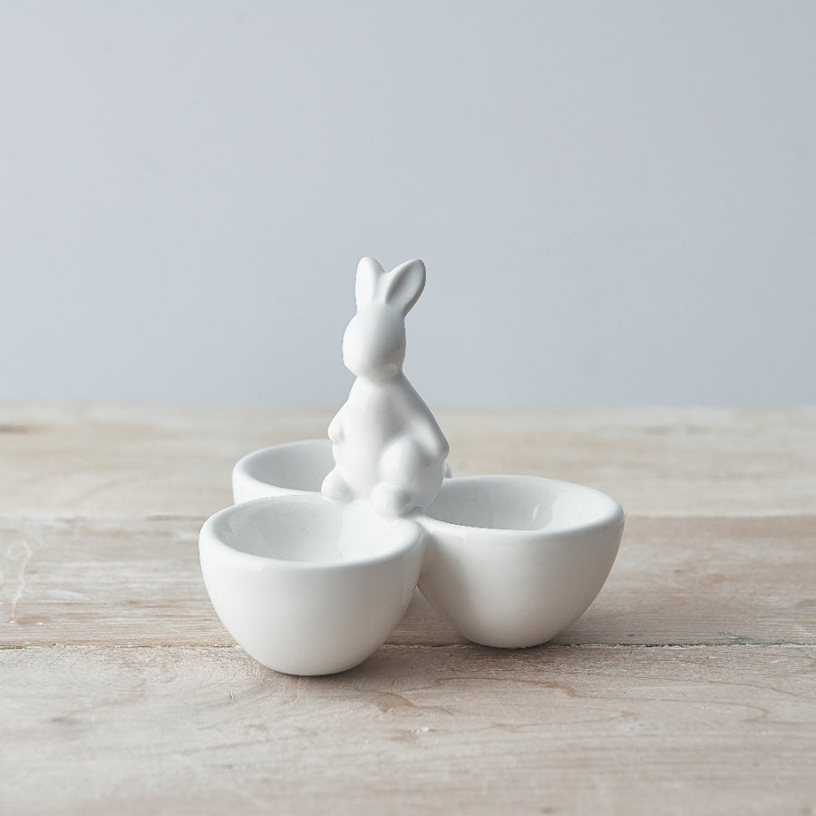 White Bunny Three Egg Cup
