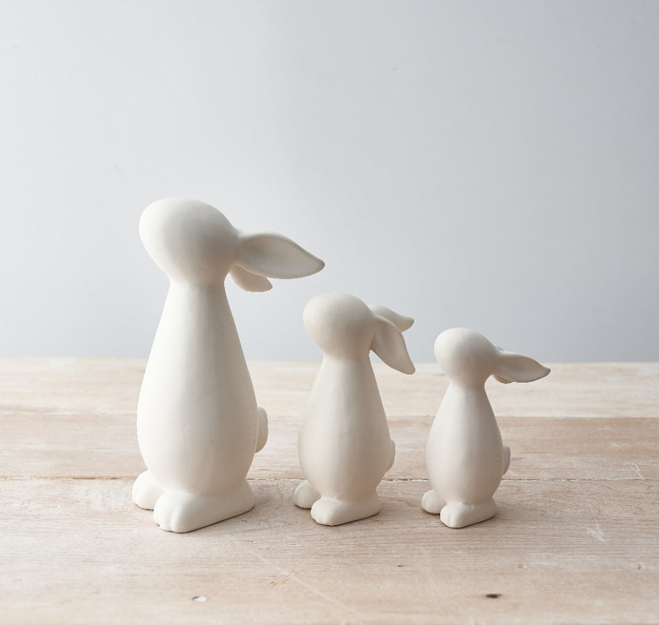 Set of 2 Matte White Easter Bunny Ornaments