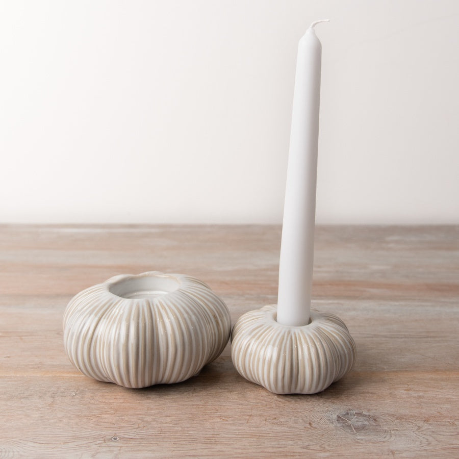 White Pumpkin Candle Holder - 2 styles available