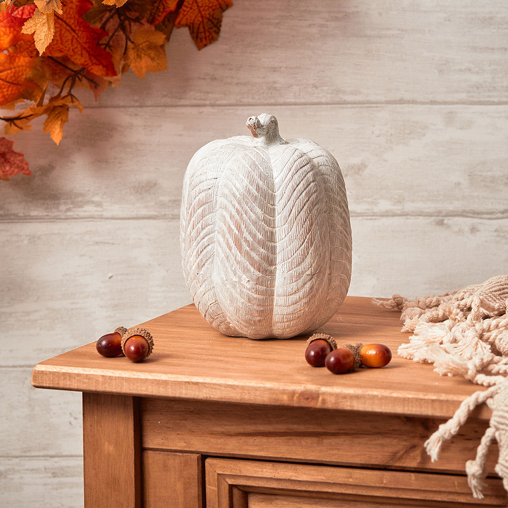 Natural Carved Pumpkins - Set of 2