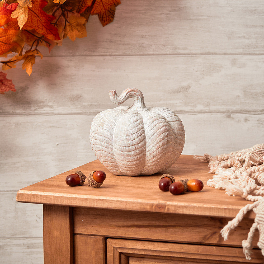 Natural Carved Pumpkins - Set of 2