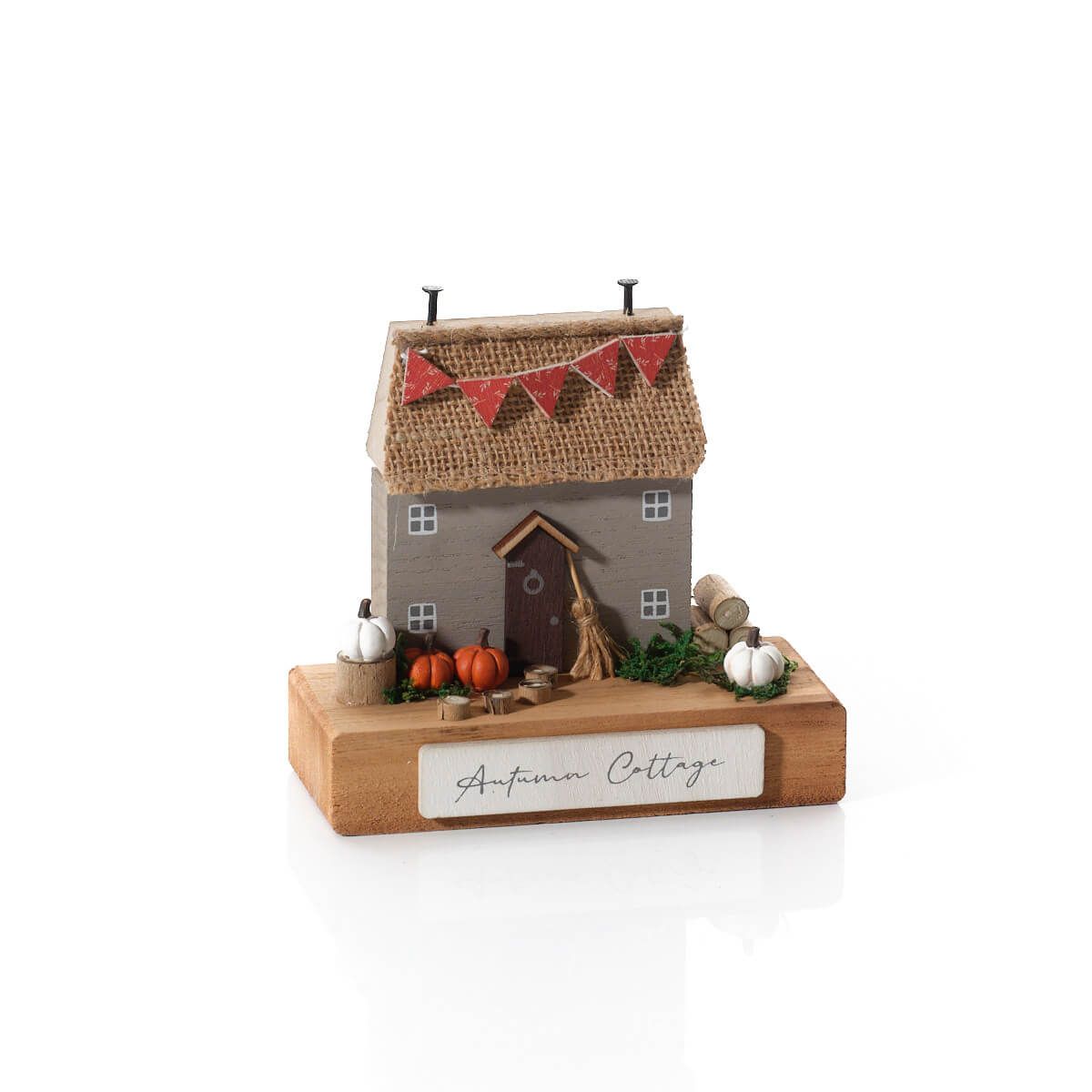 Harvest Home Autumn Cottage Wooden Block