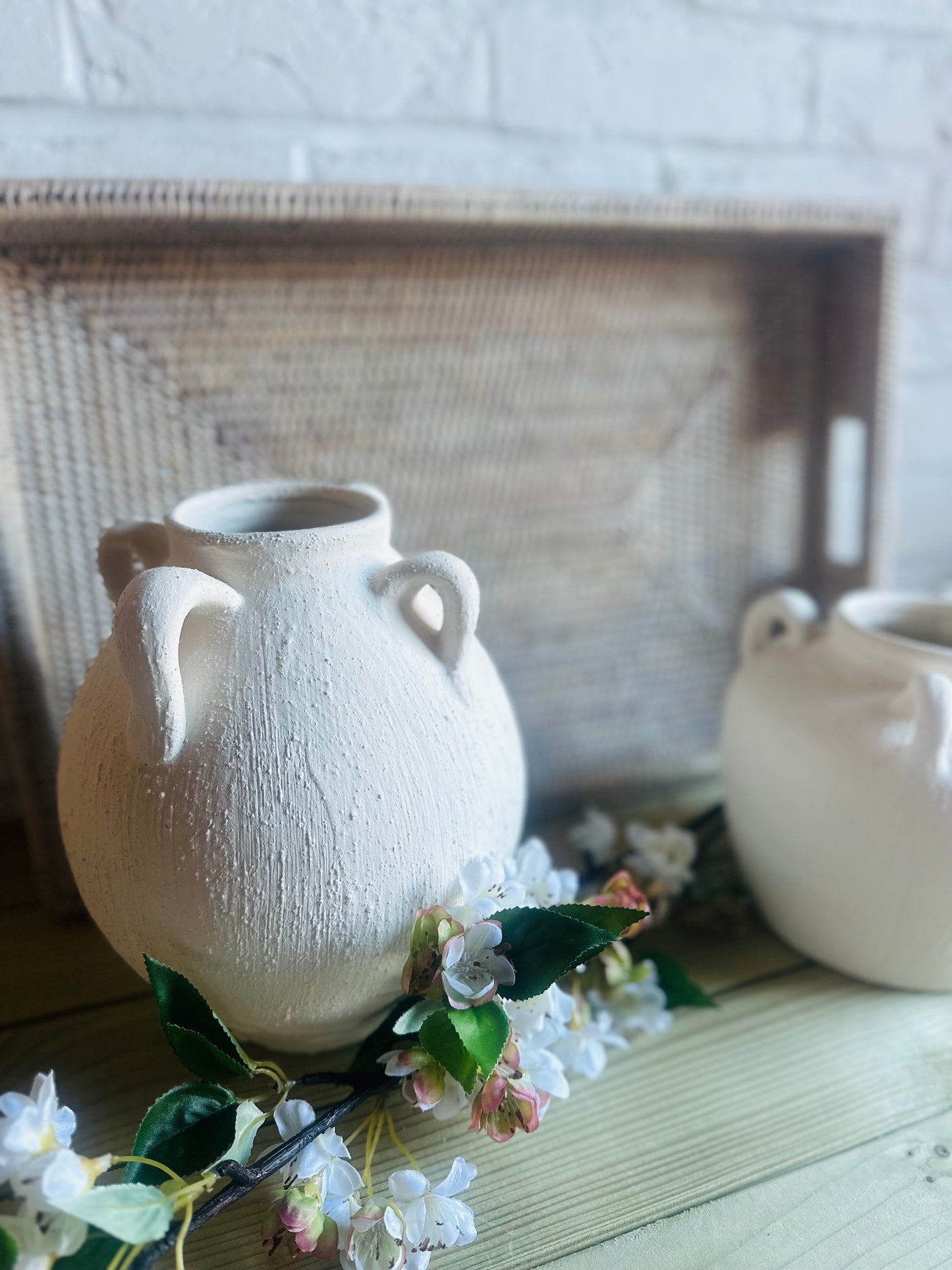 White Rustic Toby Vase - 2 sizes