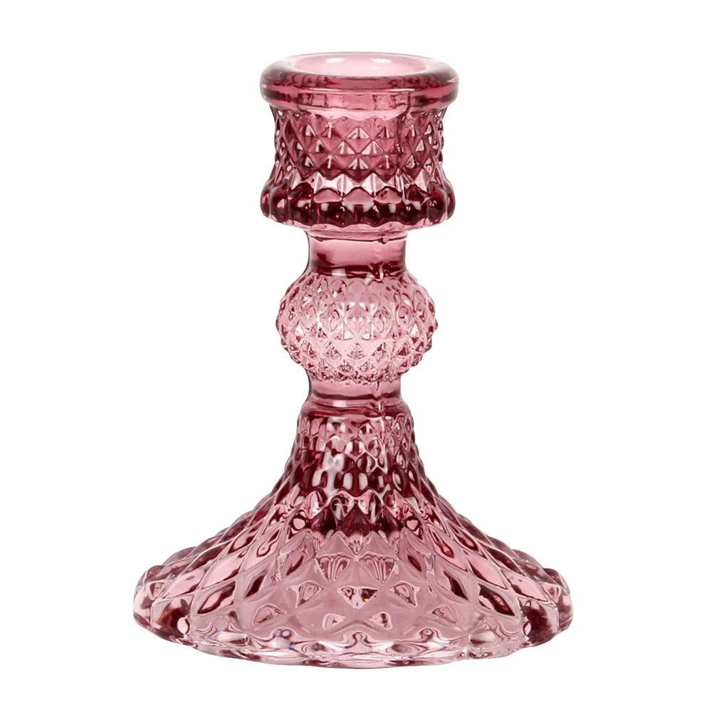 Glass Harlequin Candlestick - assorted colours