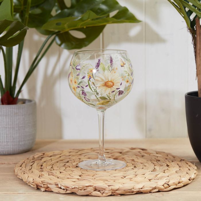 Daisy Bee Floral Gin Glass & Carafe - set or singles
