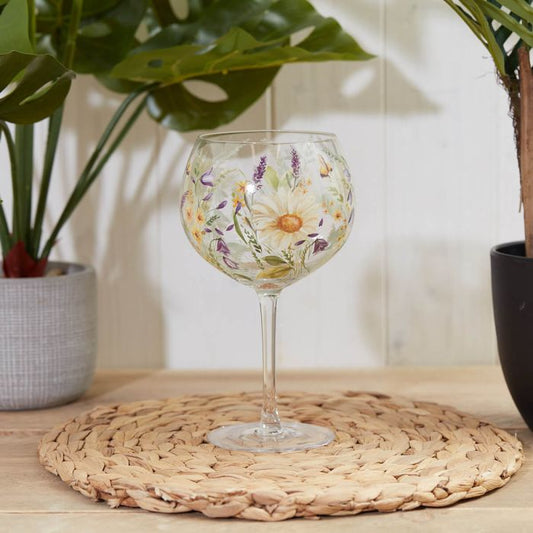 Daisy Bee Floral Gin Glass & Carafe - set or singles