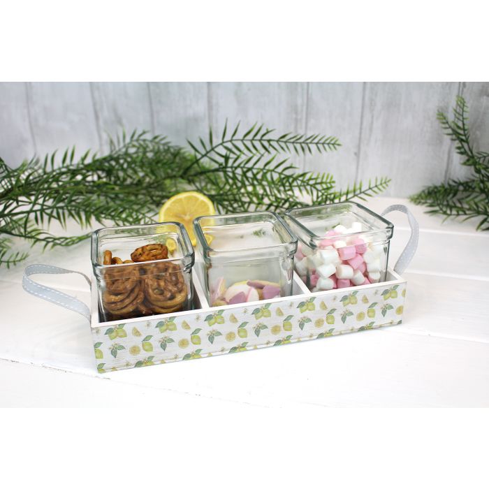 Lemon Nibble Tray With Glass Bowls