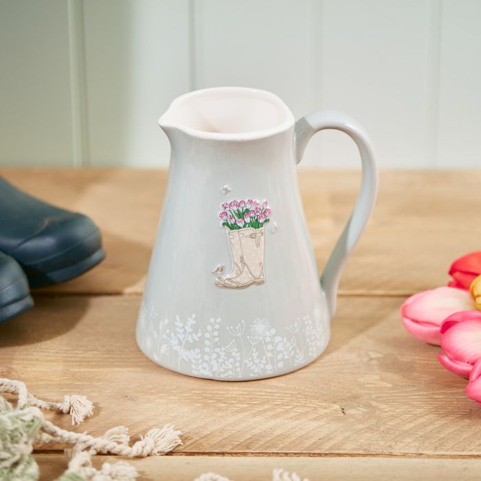 Wellies & Flowers Grey Jug