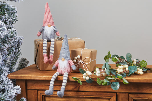 Set of 2 Pink & Grey Christmas Gonks