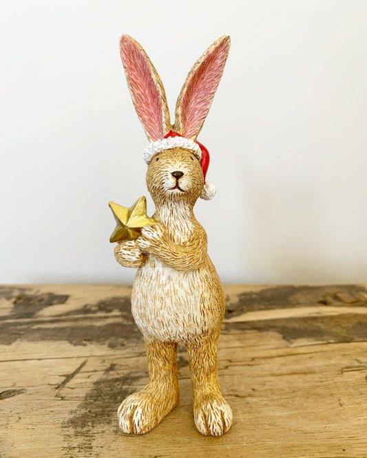 Standing Santa Rabbit With Star or Present