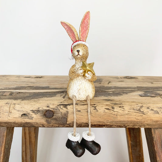 Sitting Santa Rabbit With Star or Present