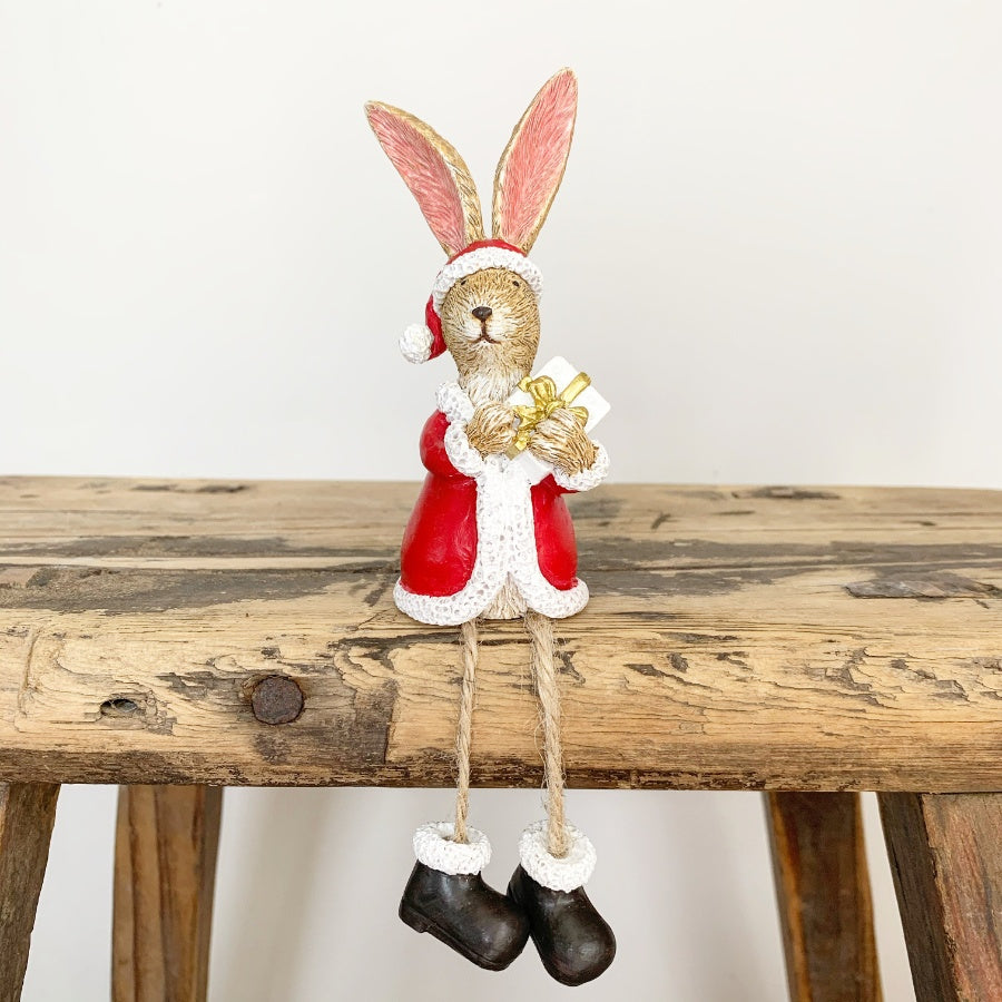 Sitting Santa Rabbit With Star or Present