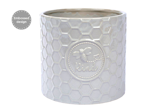 Embossed Bee Planter Grey