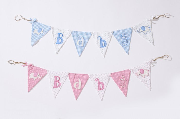 Baby boy & girl Elephant Bunting