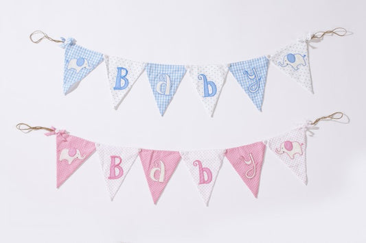 Baby boy & girl Elephant Bunting