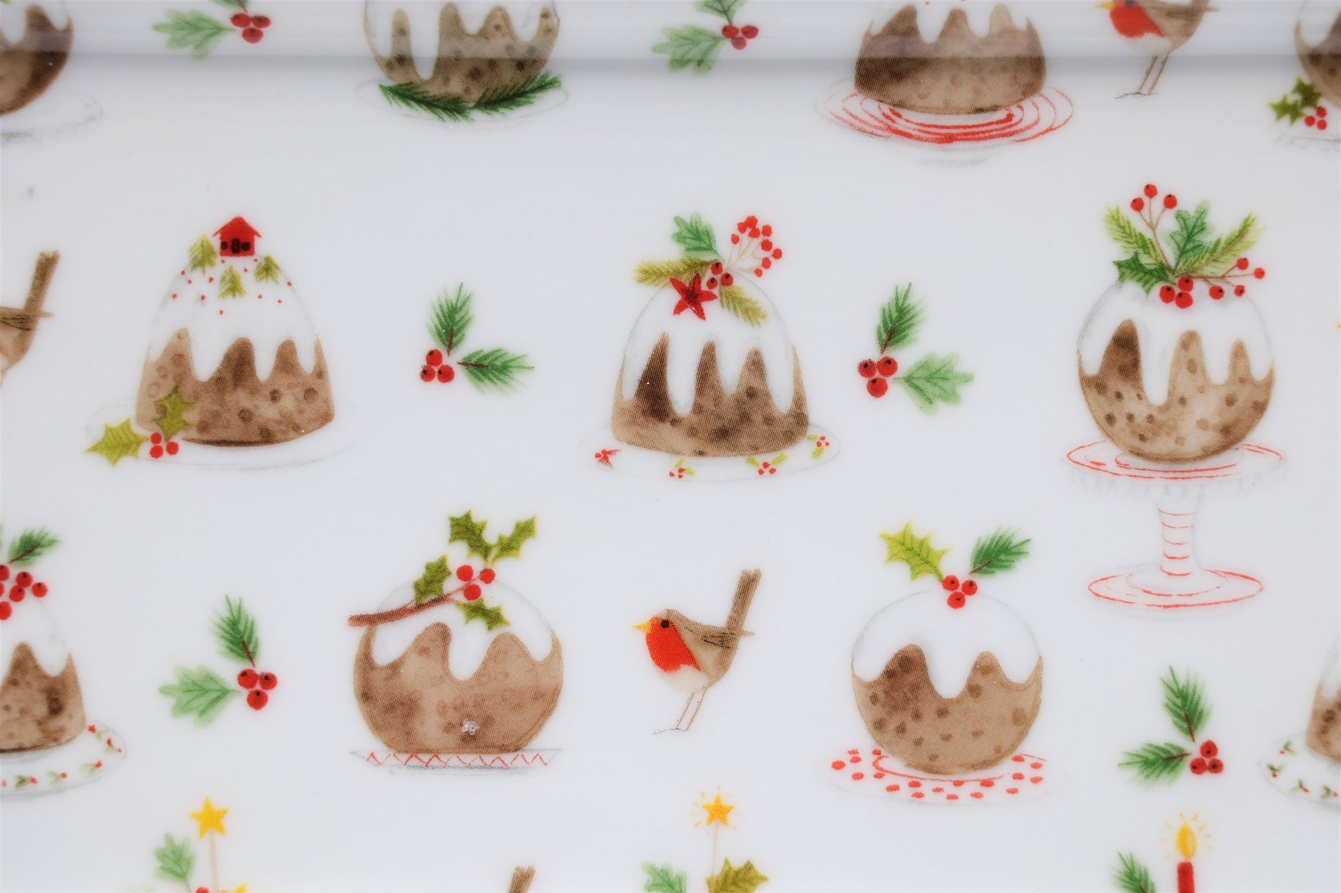 bone china oblong plate - gingerbread men/plum pudding