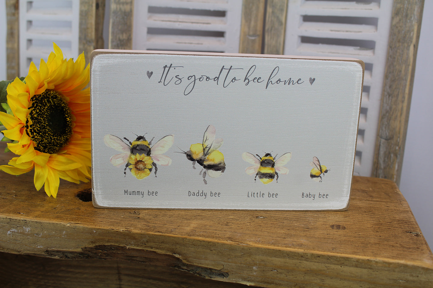 Sunflower & Bee Family Block - 2 styles available