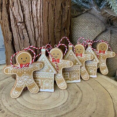 Wood Garland Gingerbread 'Lace Iced' Men/House