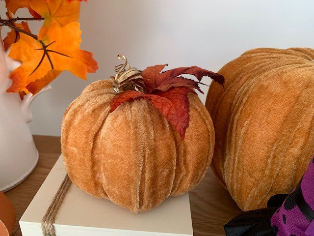 Orange Velvet Pumpkins - 2 sizes available