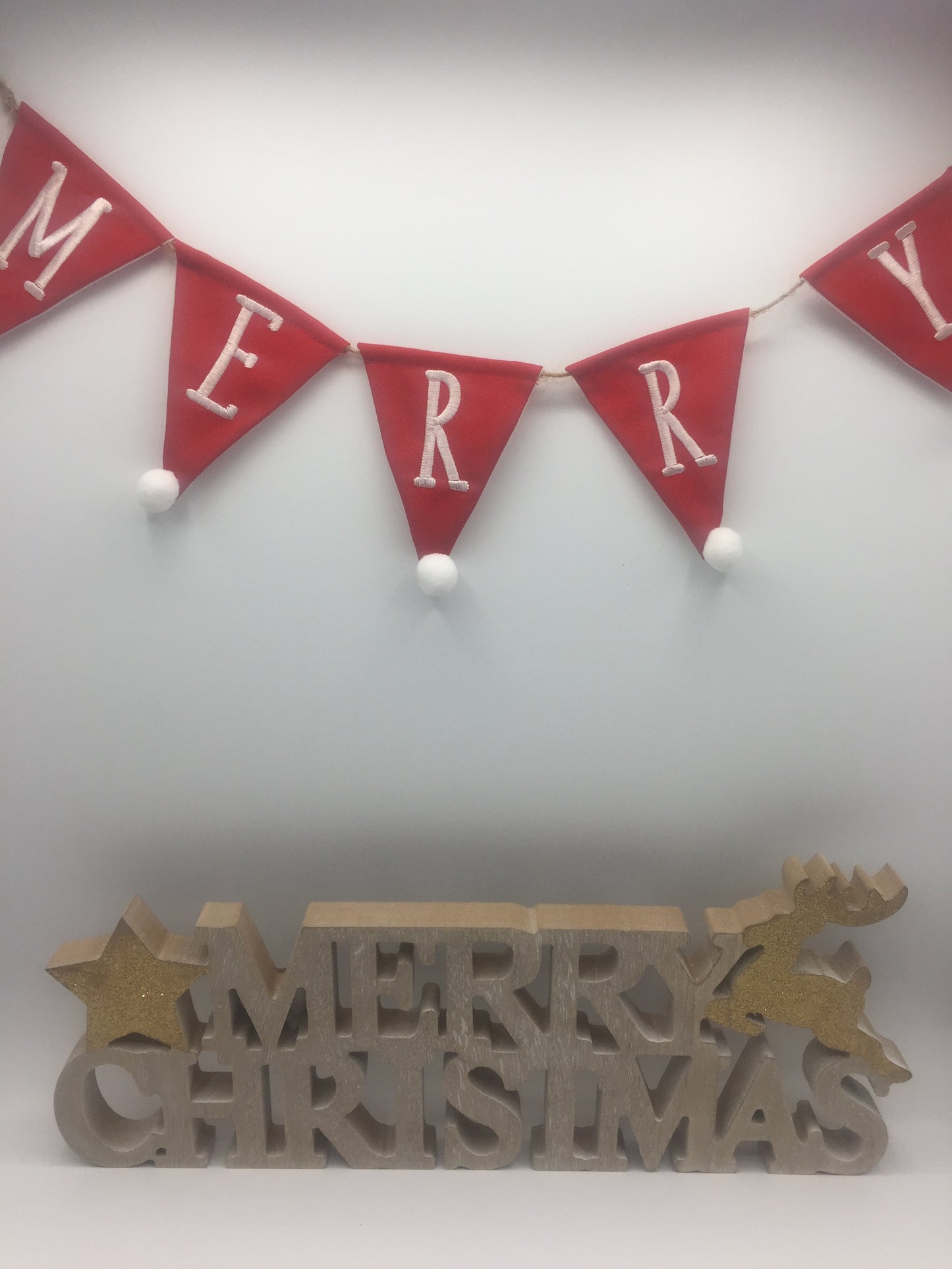 Red Merry Christmas Bunting Garland