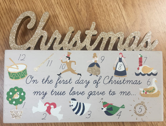 12 Days of Christmas Wooden Block