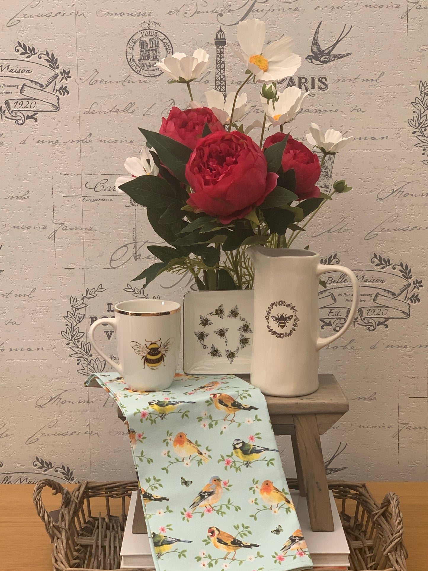 Birds & Blossom Tea Towel