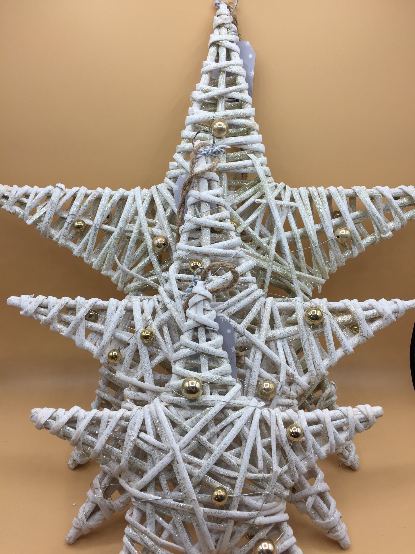 White & Gold Glittering Hanging Stars