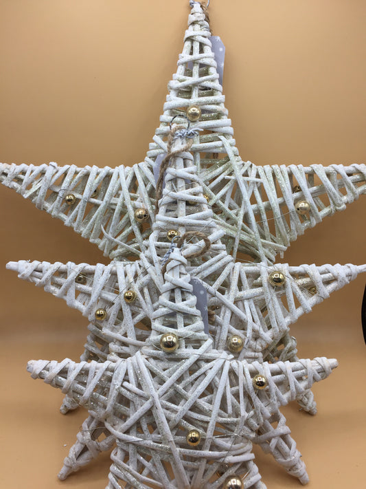 White & Gold Glittering Hanging Stars