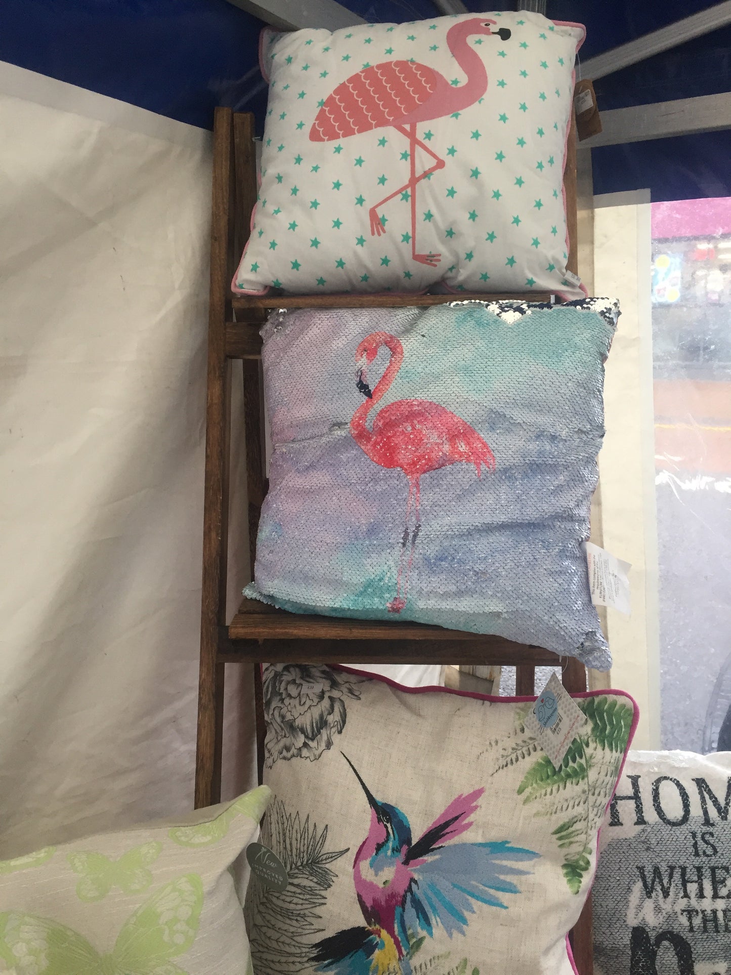 Square Pink & White Flamingo Cushion