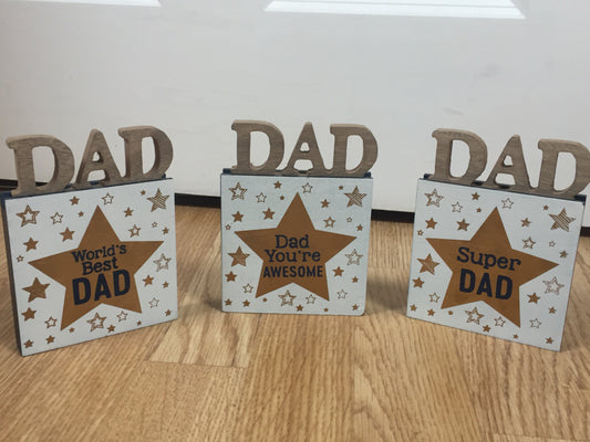 Dad Standing Wooden Block Sign