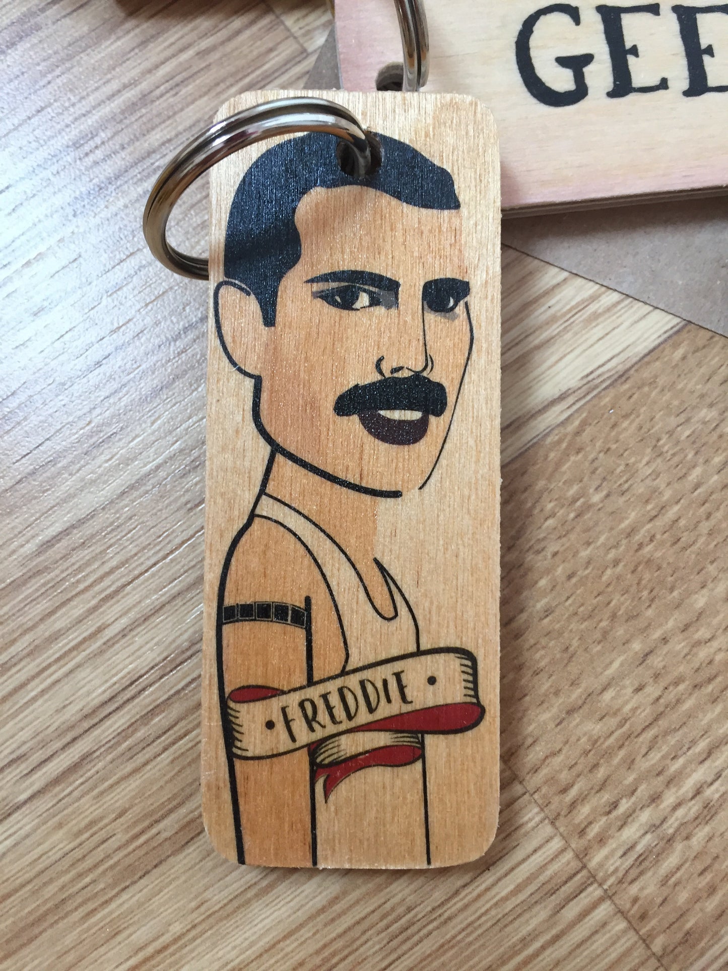Handmade Chunky Wooden Keyring
