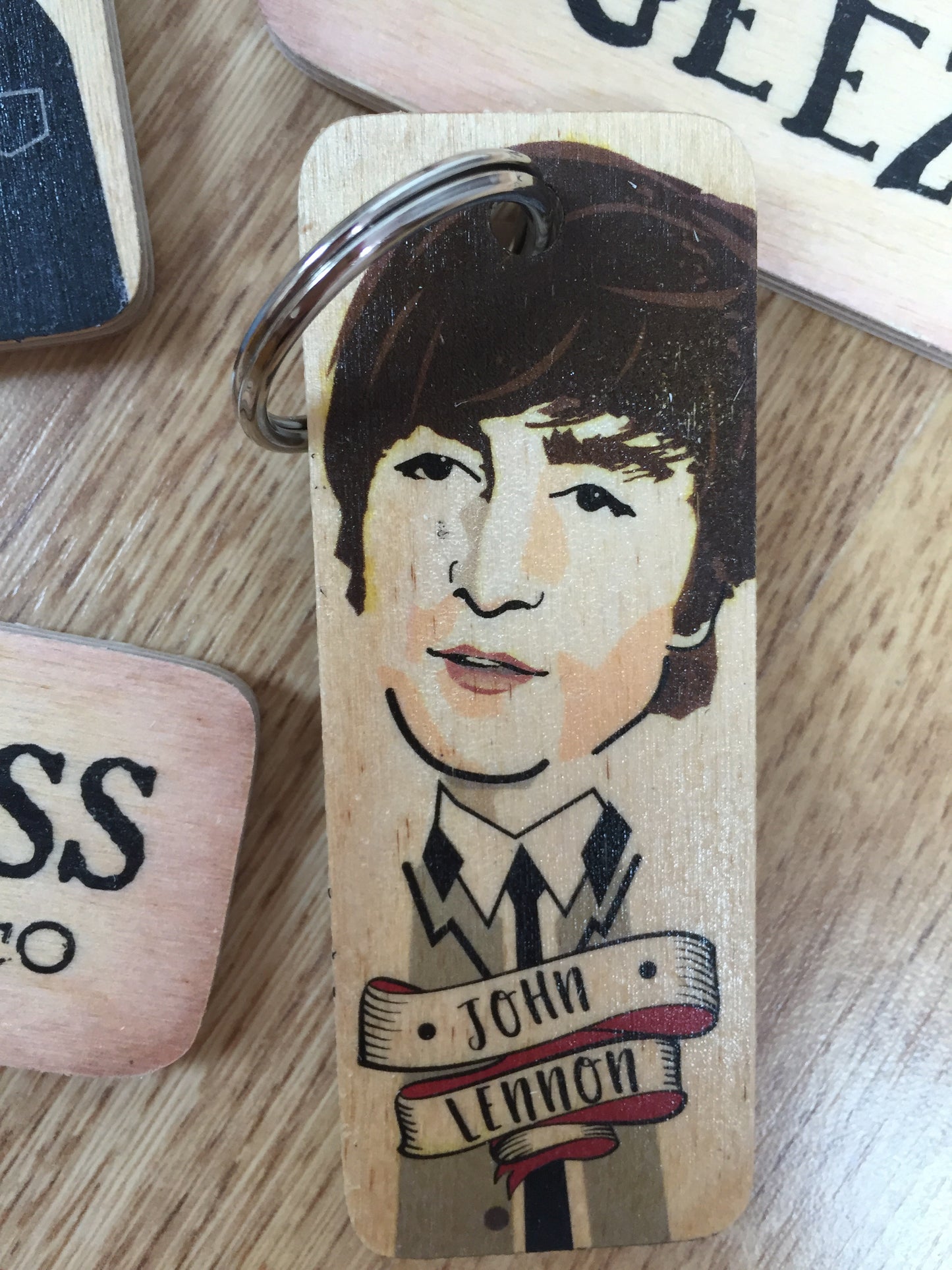 Handmade Chunky Wooden Keyring