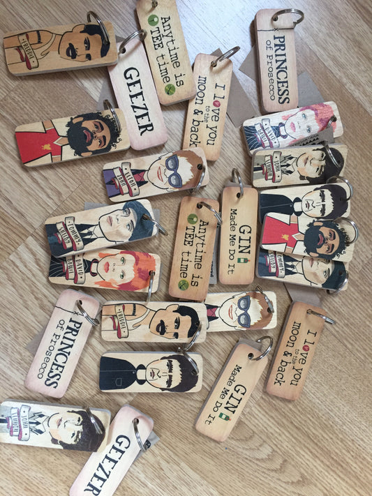 Handmade Chunky Wooden Keyring