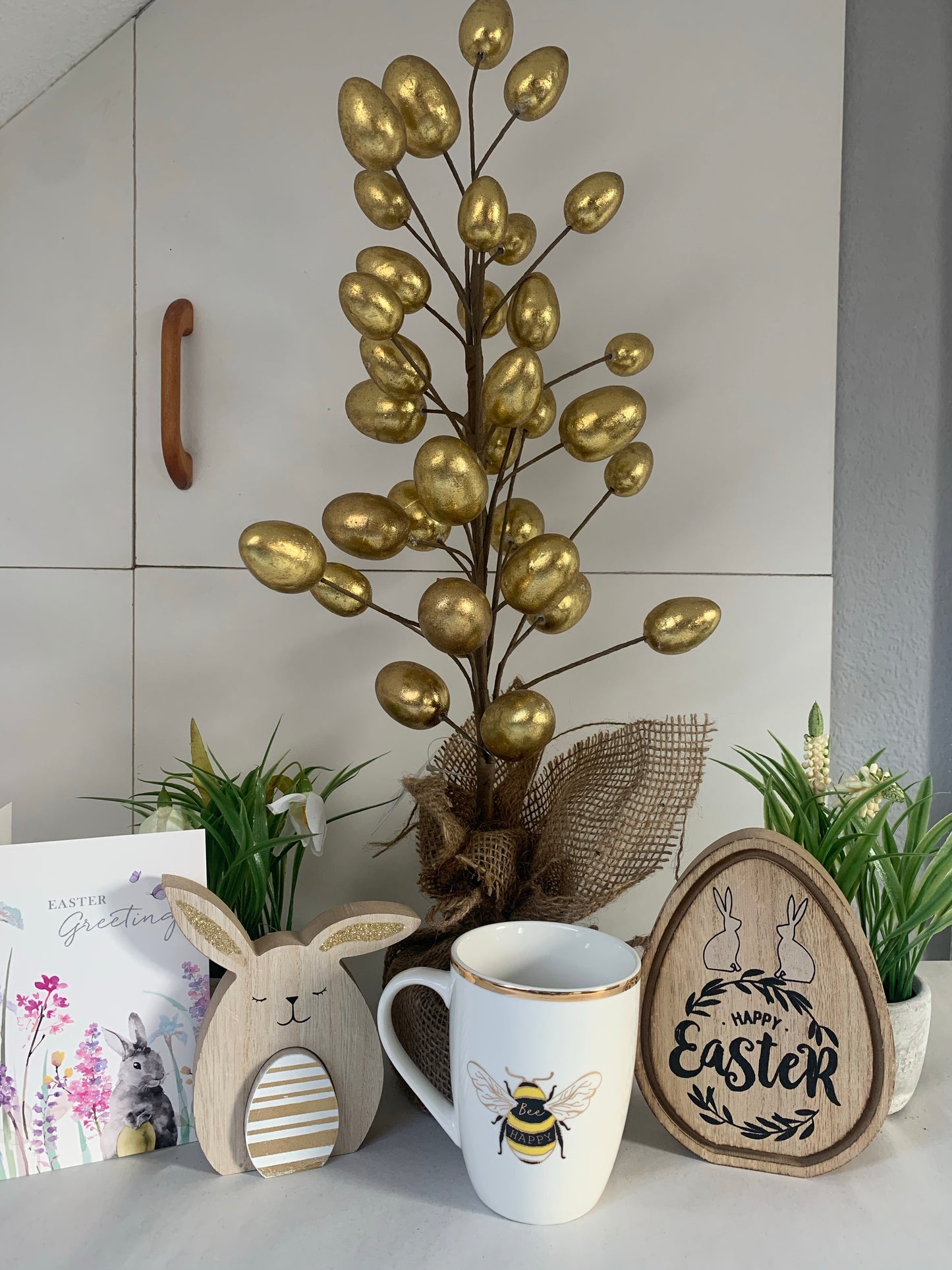 Bee Happy White & Gold China Mug