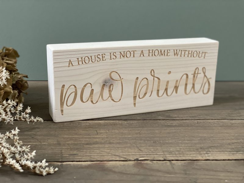 Fern & Thistle Wooden Paw Prints Block
