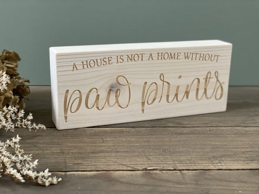 Fern & Thistle Wooden Paw Prints Block