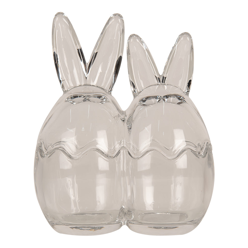 Twin Glass Storage Jars with Bunny Ears
