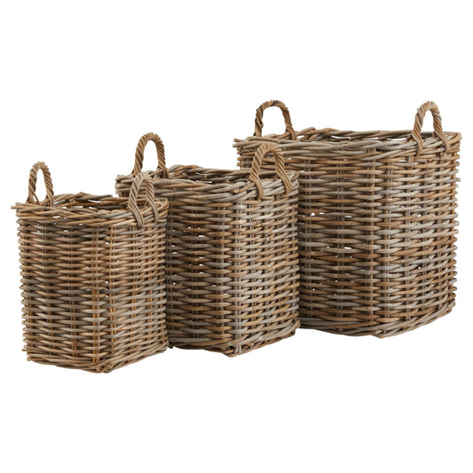 Rattan Square Wicker Storage Log Baskets - 3 sizes available