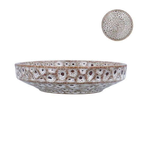 Stoneware Brown Speckled Crater Saucer Bowl