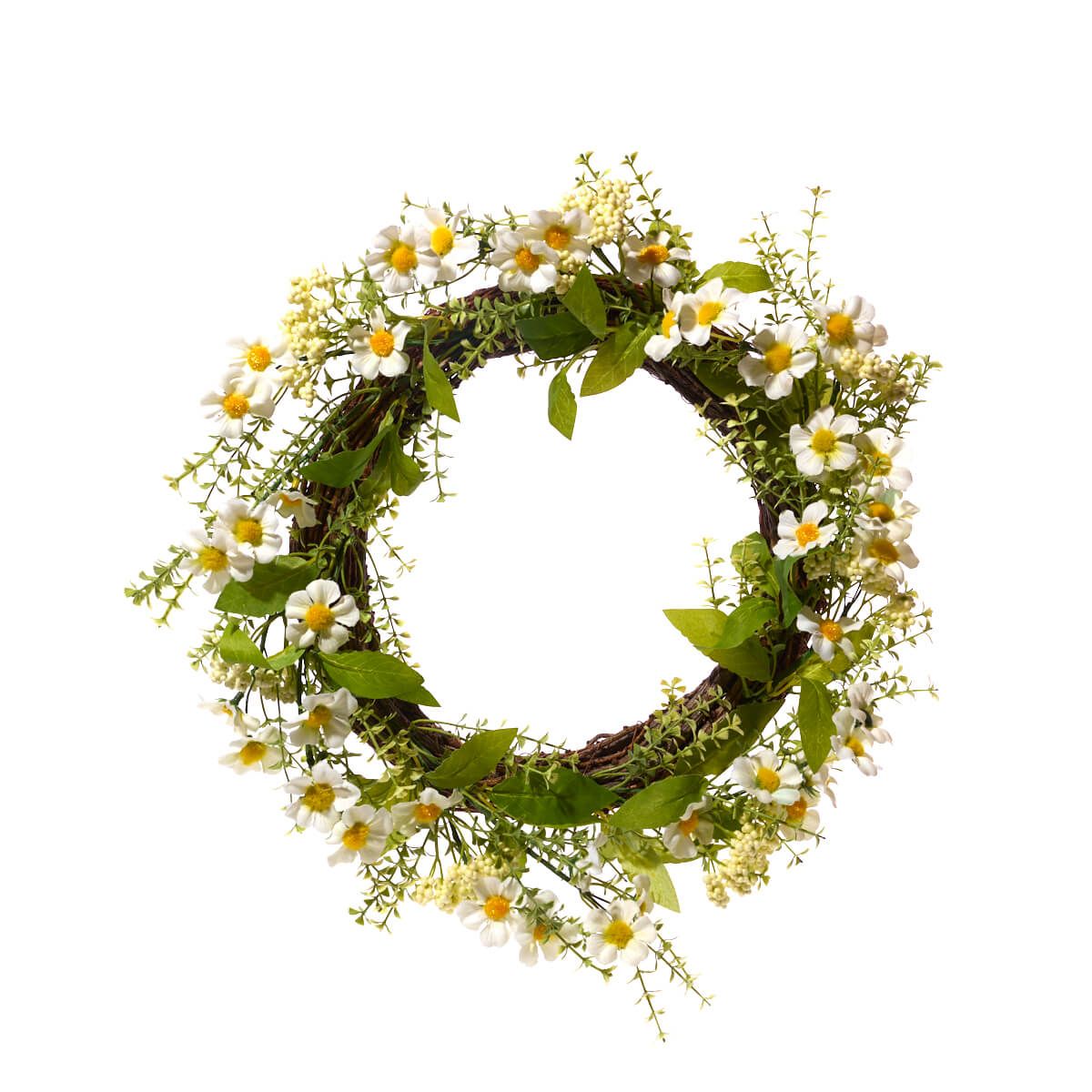 White Floral Faux Spring Wreath