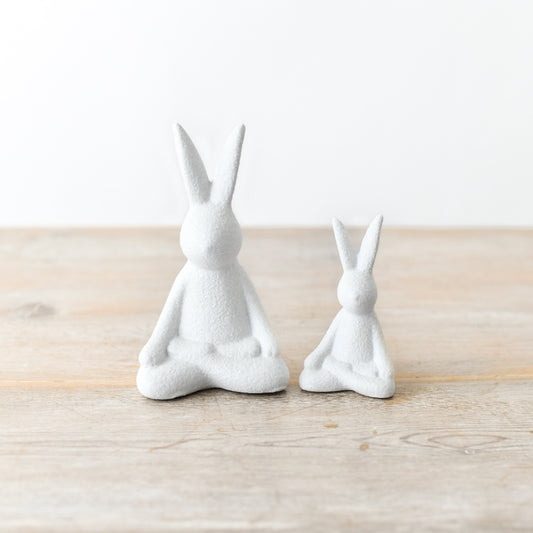 Set of 3 White Yoga Bunny Ornaments