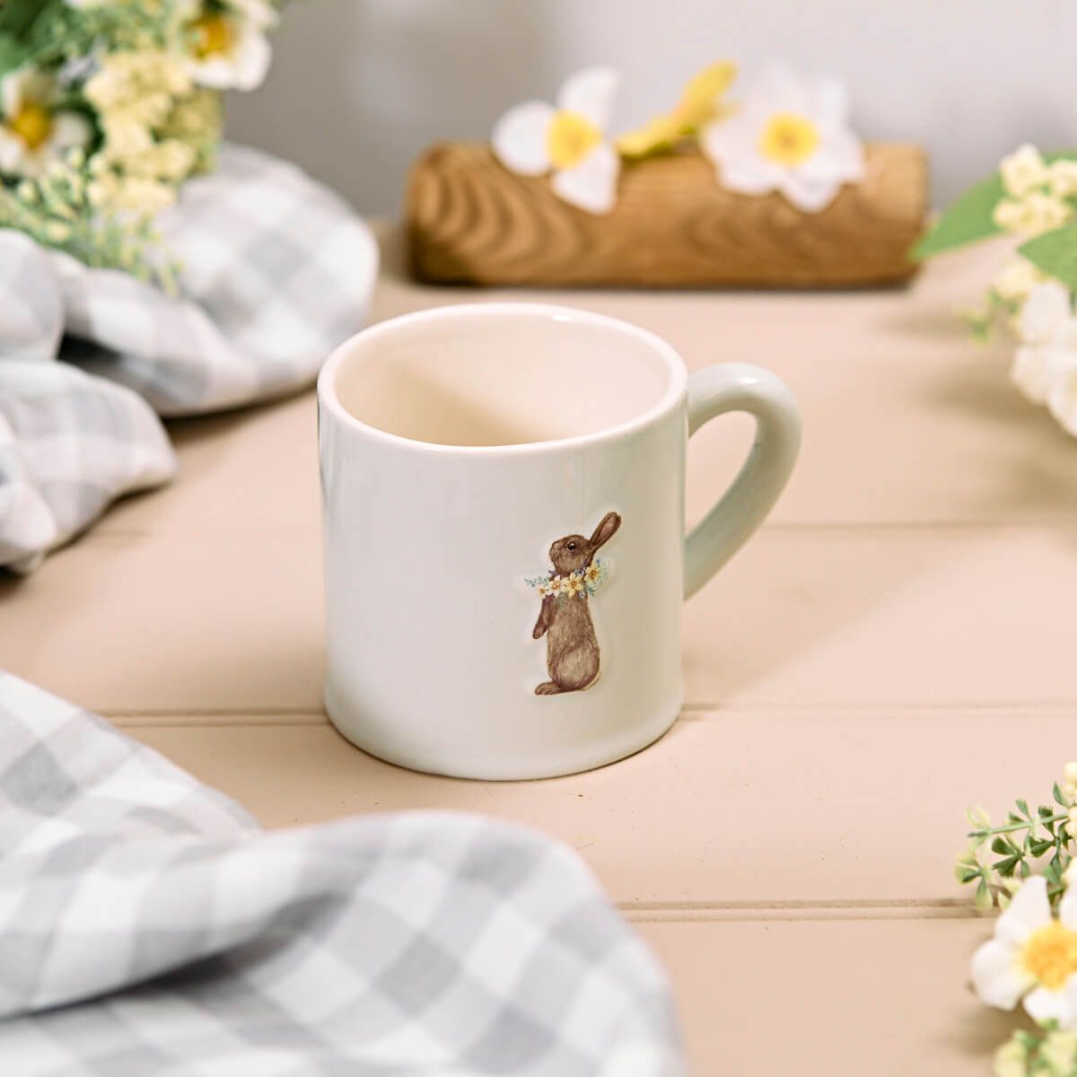 Stoneware Jug – Rabbit & Flowers