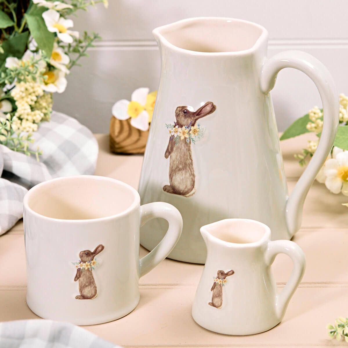 Stoneware Mug – Rabbit & Flowers