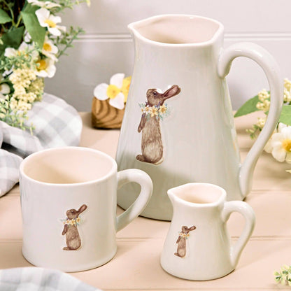 Stoneware Jug – Rabbit & Flowers