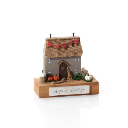 Harvest Home Autumn Cottage Wooden Block