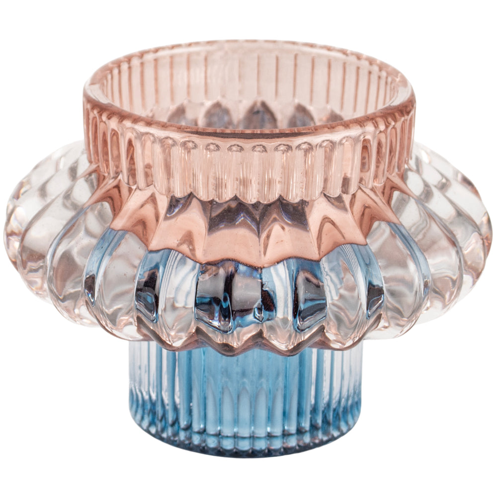 Glass Candleholder Large Duo Pink/Blue