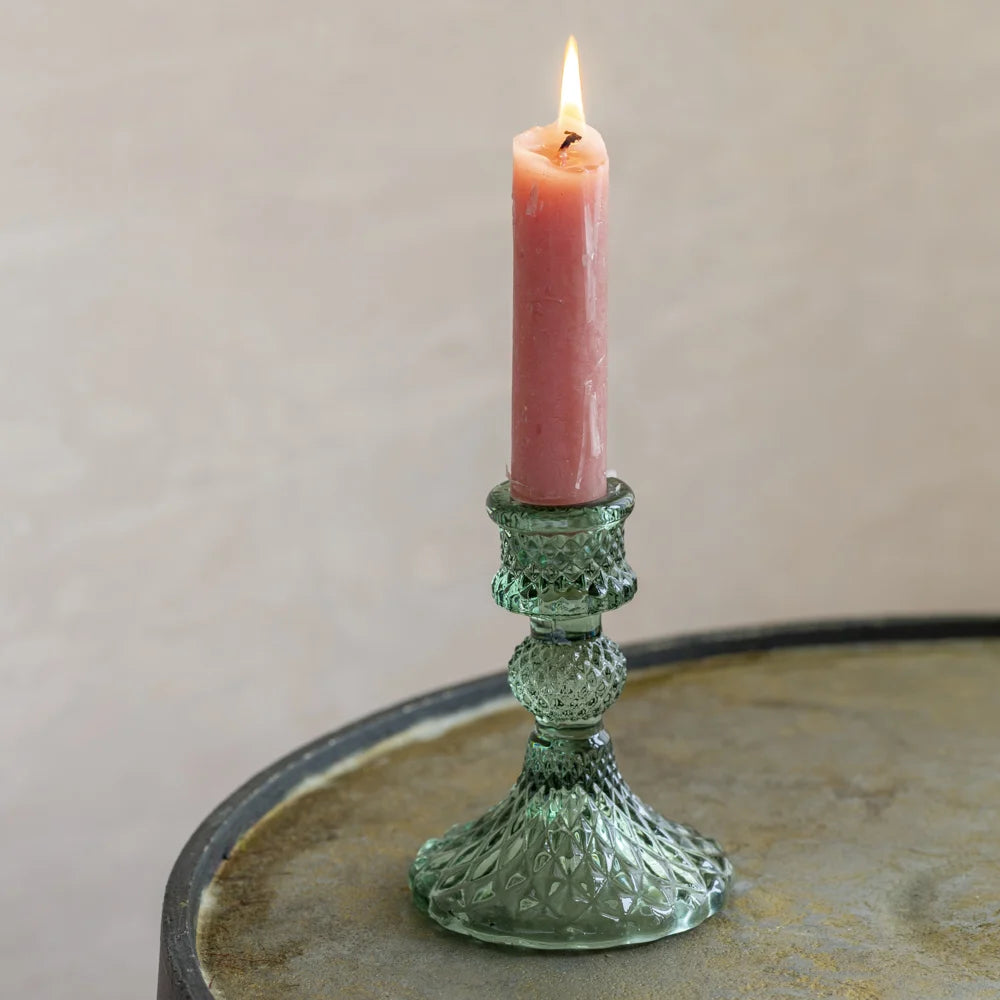 Glass Harlequin Candlestick - assorted colours