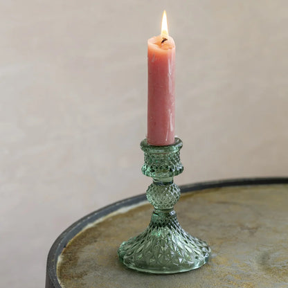 Glass Harlequin Candlestick - assorted colours