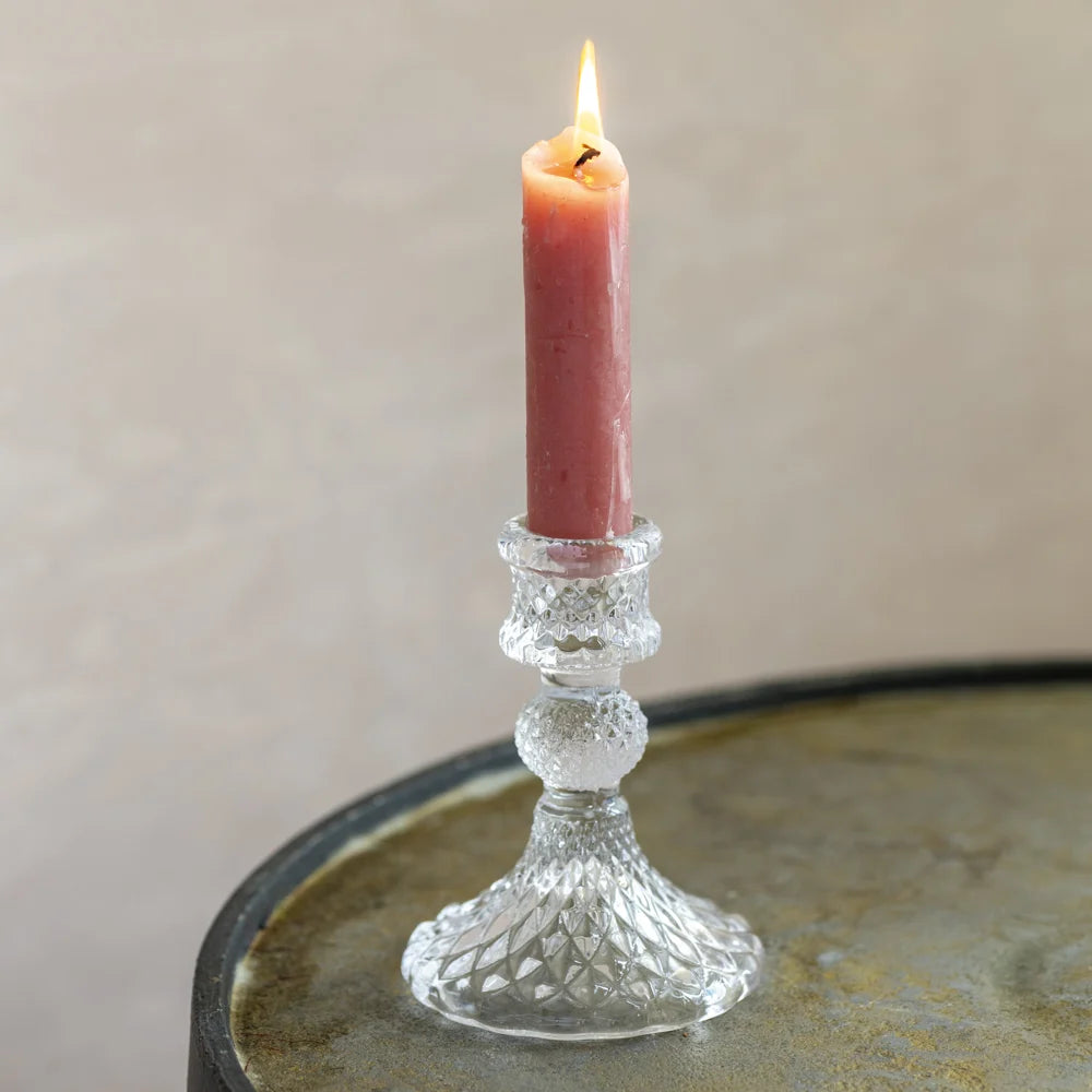 Glass Harlequin Candlestick - assorted colours